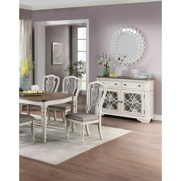 CoSoTower Set Of 2 Dining Chairs Grey Upholstered Tufted Unique Design Chairs Back Cushion Seat Dining Room