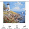 thumbnail image 2 of Lighthouse Sunrise Coast Scenery Pale Blue Tan Shower Curtain Fabric Bathroom Decor with Hooks, 2 of 8