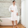 thumbnail image 4 of NOLDARES Mens Lightweight Robe Cotton Blend Kimono Bathrobe with Pockets, Soft Breathable Absorbent Loungewear for Home(White,XL), 4 of 6