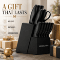 thumbnail image 4 of HENKELIVING Knife Set, 13PC Kitchen Knife, German Stainless Steel Knives with Sharpener, Ergonomic Handles, Dishwasher Safe, Perfect Housewarming Gift, Black, 4 of 9