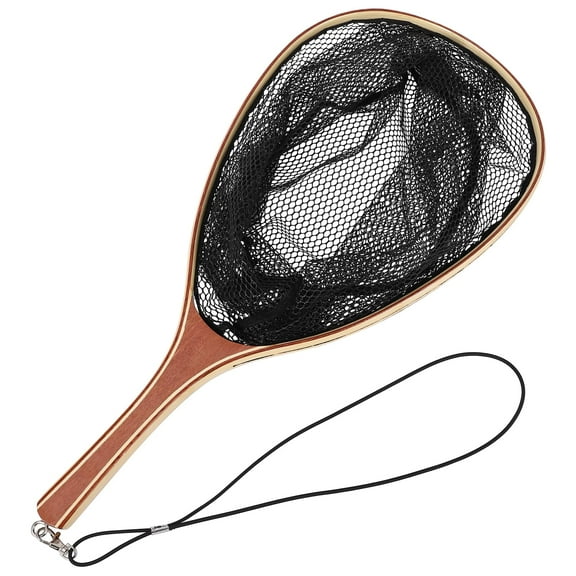 TROPOW Fly Fishing Net for Trout, Curved Handle Fly Fishing Landing Net with Soft Mesh, Catch and Release Fishing Net, Handnet for Fisherman, Lightweight & Portable Fish Net