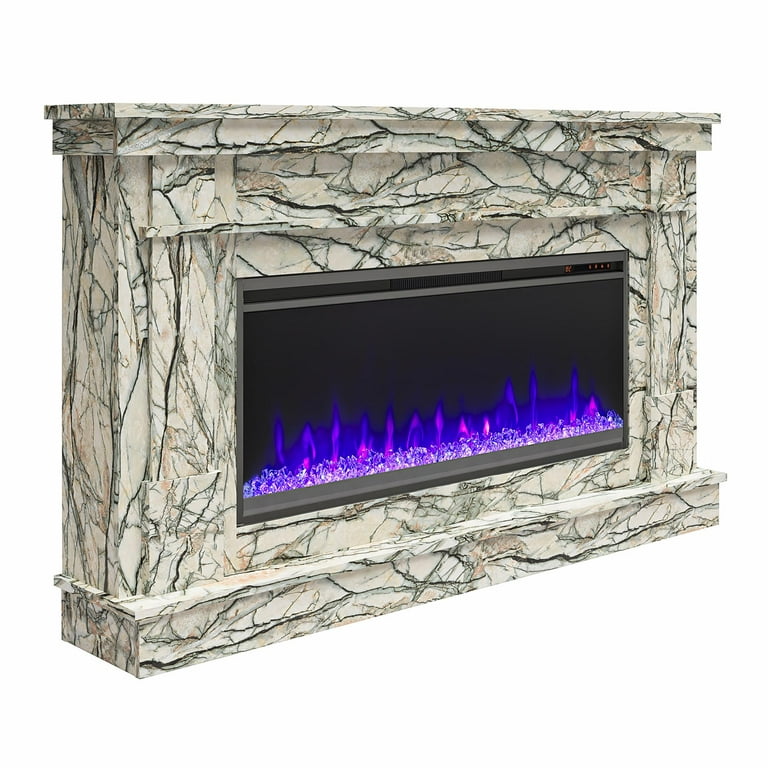 Novogratz Waverly Wide Mantel with Linear Electric Fireplace