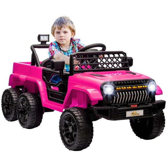 Qaba 12V 7A Kids Electric RC Car, Toddler Ride on Toys w/ 4WD/2WD Switch, Gift for Boys & Girls, Pink