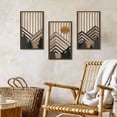 thumbnail image 4 of XIBUFE Boho Mountain Wall Art Set of 3,Rustic Wooden Wall Decor,Nature-Inspired Geometric Artwork,Mid-Century Modern Aesthetic for Living Room,Bedroom,Office Brown 16.5 X 8.6 Inch, 4 of 7