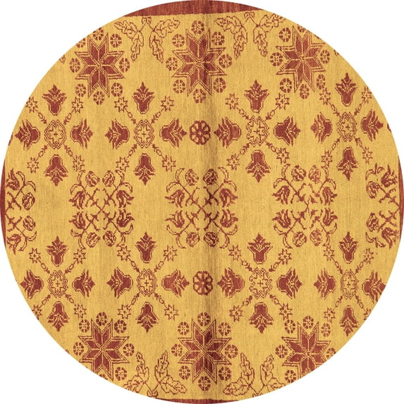 Ahgly Company Indoor Round Abstract Brown Modern Area Rugs, 6' Round