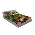 thumbnail image 2 of Ambesonne Rustic Fitted Sheet & Pillow Sham Set, Tropical Forest Palms, Queen, Brown Green, 2 of 2