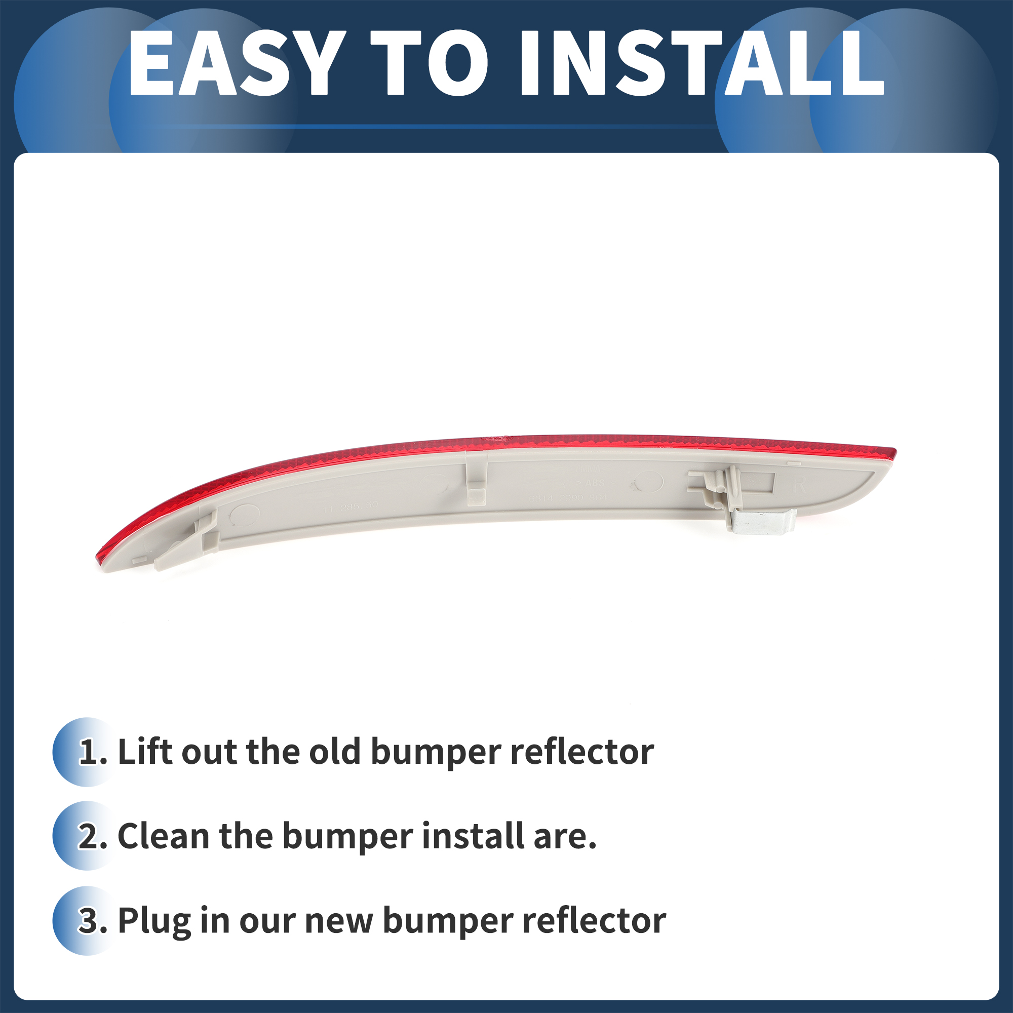 Unique Bargains Bumper Reflector Rear Right 8.66"x1.06" for BMW X1 E84 2008-2012