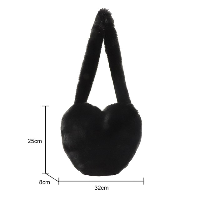 Bolsa Otoño Invierno señoras de mano amor corazón mullido viaje bandolera (negro) Likrtyny Para Estrenar