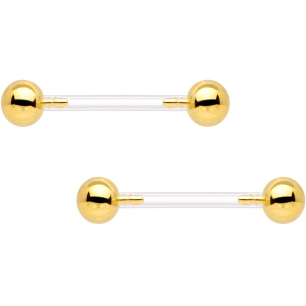 Body Candy Clear Royal Push In Barbell Nipple Ring Set of 2 14 Gauge 9/16" -