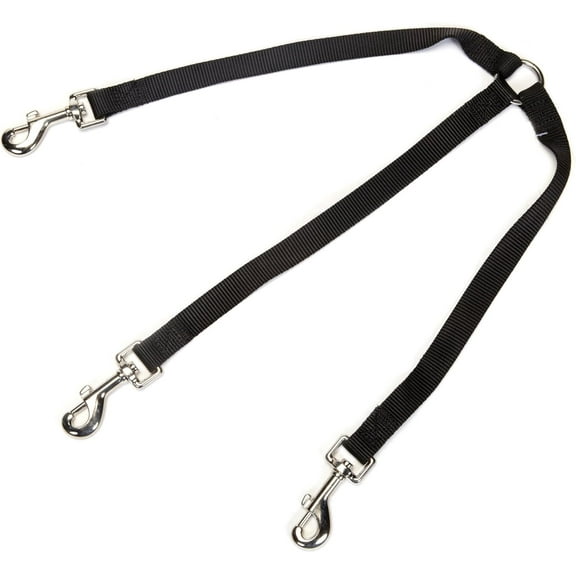 Guardian Gear 24" Nylon 3-Way Small Dog Coupler with Nickel-Plated Swivel Clip, Black