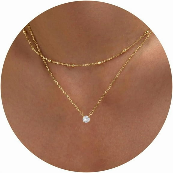 Diamond Necklaces Best ideal for Women, Dainty Gold/Silver Necklace 14K Gold/White Gold Precision-Plated Layered Necklace Simple Diamond Gold Necklace for Women Current Jewelry[v391]