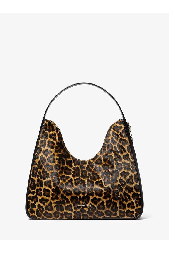 Nayla Medium Leopard Print Calf Hair Shoulder Bag - BUTTERSCOTCH