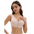 thumbnail image 5 of Unique Bargains Women's Lace Zip Front Closure Wirefree Wide Straps Bras C 40 Pink, 5 of 6