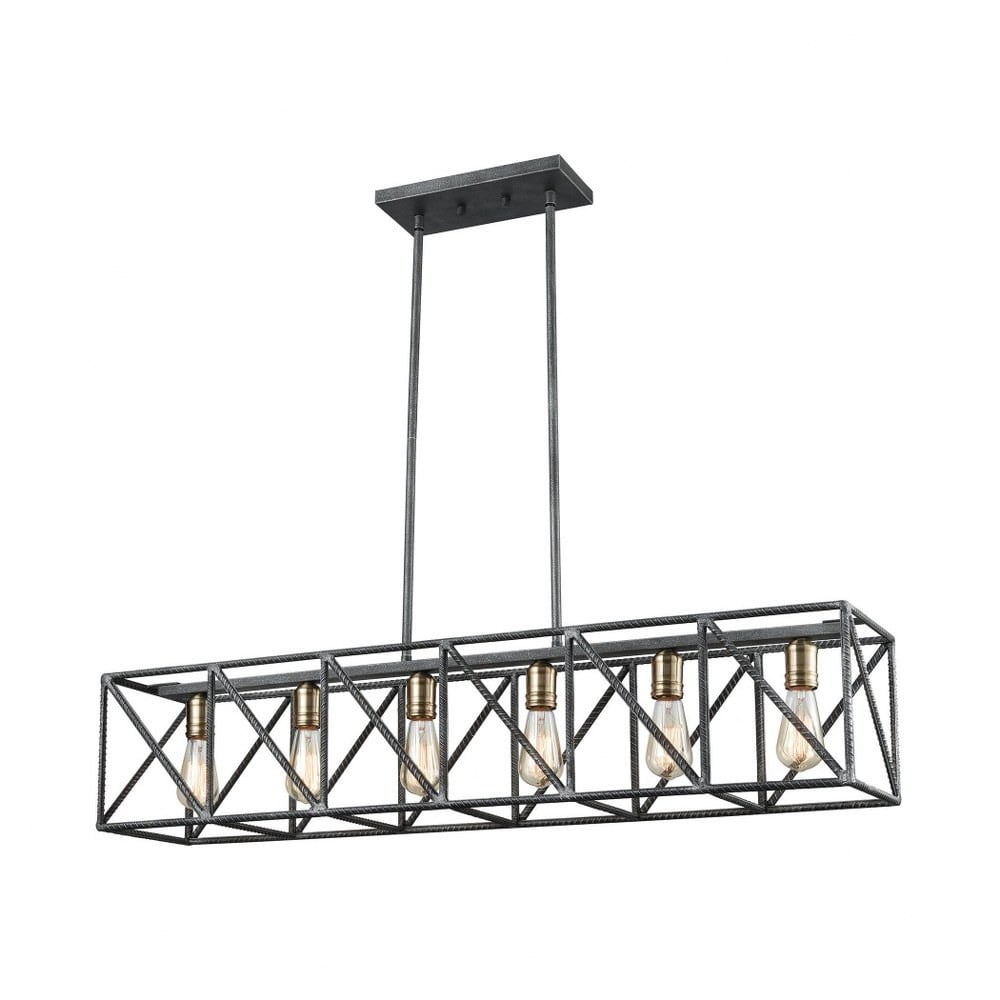 Six Light Linear Geometric Chandelier With Crisscrossing Re Bar And Exposed Walmart Canada