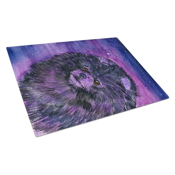 Caroline's Treasures Starry Night Pomeranian Glass Cutting Board Large