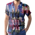 thumbnail image 1 of Camisas Para Hombre Manga Larga Hombres Primavera y Verano Tops Floral Colorido Estampado Casual Camisa de solapa Vacaciones al libre Camisa de manga corta (Blue, M), 1 of 6