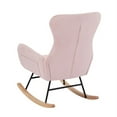 thumbnail image 3 of Rocking Chair Nursery, Accent Chair with High Backrest and Armrests Glider Chair for Baby Nursing with Cushion Teddy Velvet Upholstered Indoor Glider Rocker Comfy Armchair for Living Room,Pink, 3 of 7