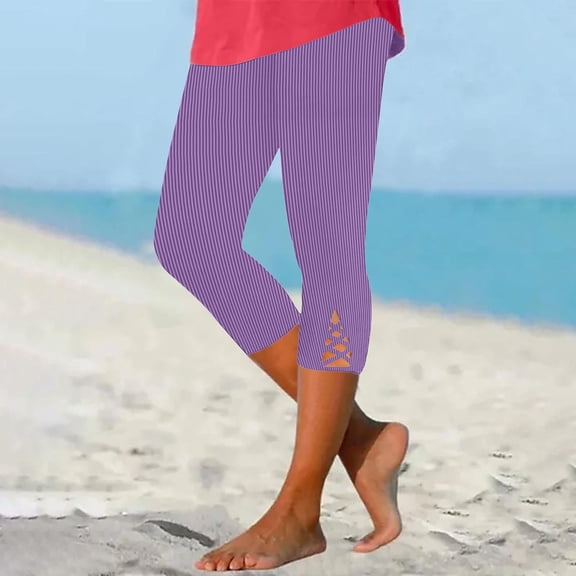 LEKWK Womens Capri Leggings High Waist Criss Cross Cutout Hem Yoga Pants with Pockets Soft Stretchy Running Leggings Summer Casual Gym Pants