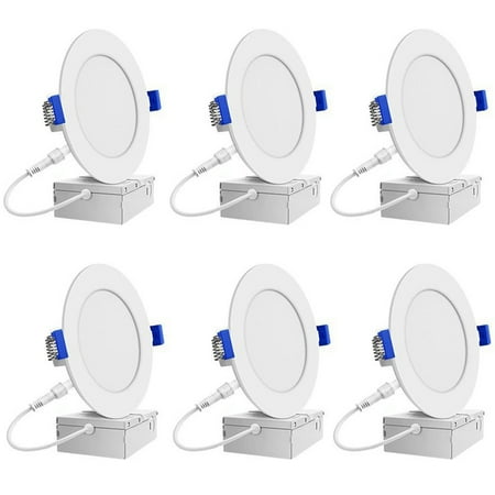 

6Pcs 12W 3000K Ultra-Thin LED Recessed Ceiling Light with Junction Box Dimmable Downlight Warm White