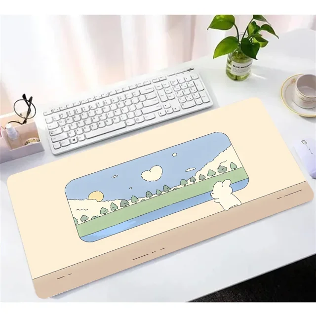 Alfombrilla de conejo kawaii para teclado de ordenador, alfombrilla grande para ratón, alfombrilla de escritorio, accesorios de oficina, cojín para gabinete