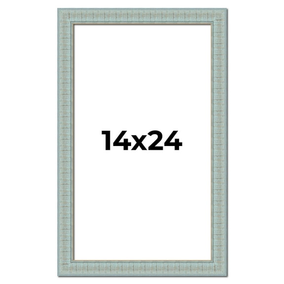 14x24 Frame Blue Teal Distressed Solid Wood Picture Frame | 1.625 Inch Moulding Width | Sonoma Blue