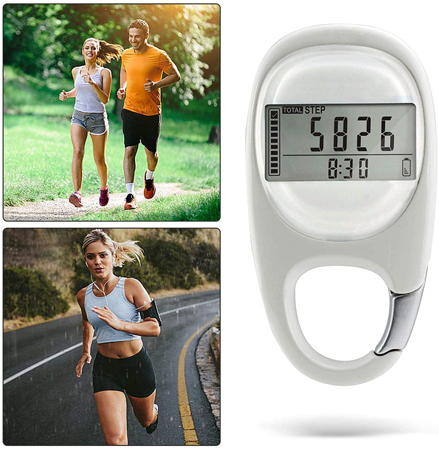 LCD Pedometer Step Walking Jogging Calorie Counter Distance Fitness+Belt Clip 