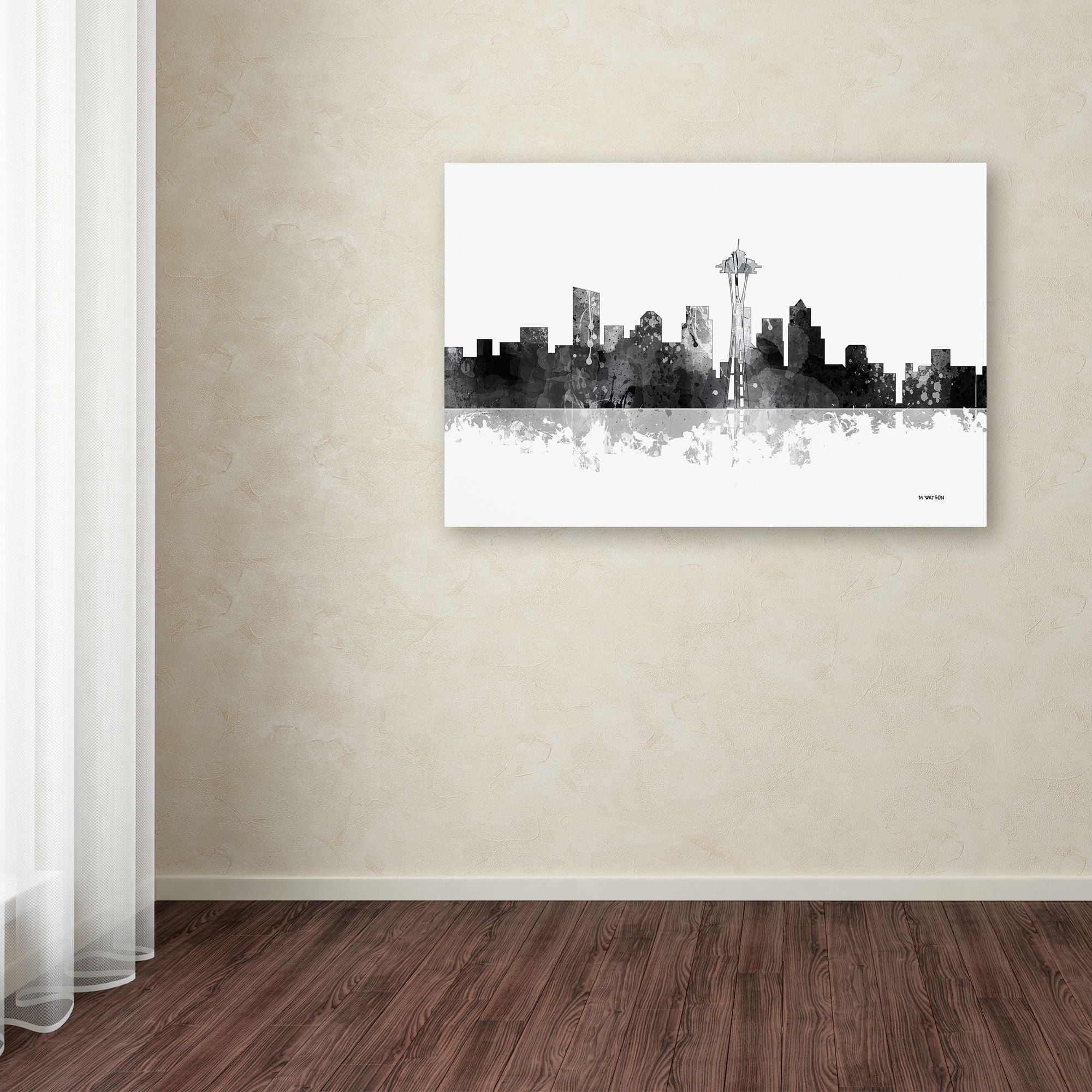Trademark Fine Art "Seattle Washington Skyline BG-1" Canvas Art by Marlene Watson
