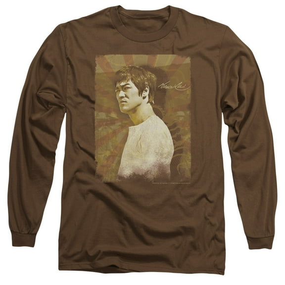 Bruce Lee Anger Long Sleeve T-Shirt Adult 18/1 Coffee