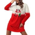 thumbnail image 4 of hirigin Christmas Dresses for Women Ugly Christmas Print Long Sleeve Crewneck Mini Dress Flowy Swing A-Line Tunic Party Dress (red Golden, M), 4 of 9