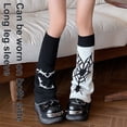 thumbnail image 4 of Fashion Double Sided Wear Cats Print Long Tube Leg Warmers for Women Punk Knitted Boot Covers Footless Socks Streetwear, 4 of 21