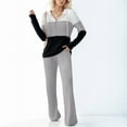 thumbnail image 2 of YABCSAZ Women's Long Sleeve Sweater Sets Oversize Zipper V Neck Knitted Hoodies Top Shirts+Pants 2 Piece Outfits Sets Casual Loose Soft Sweater Sets 2024 Christmas Gifts for Women, 2 of 7