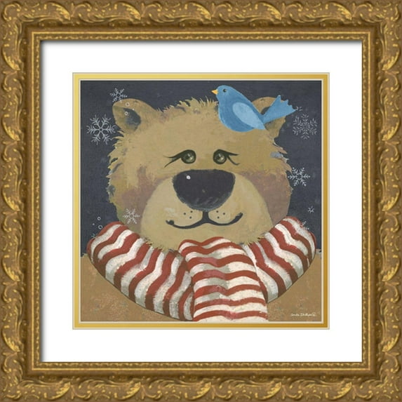 Phillips, Anita 15x15 Gold Ornate Wood Framed with Double Matting Museum Art Print Titled - Christmas Bear
