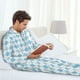 thumbnail image 5 of Balery Blue and White Squares Pijama para Hombre de Dos Piezas con Manga Larga, Conjunto de Dormir y Descanso Suave con Bolsillos-Medium, 5 of 6