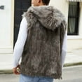 thumbnail image 5 of dzxyzu Men's Warm Faux Fur Hooded Waistcoat Short Vest Jacket Coat Sleeveless Outwear Winter Solid Coat Jacket Outdoor Photography Sports Jacket Coat - Brown, 5 of 8