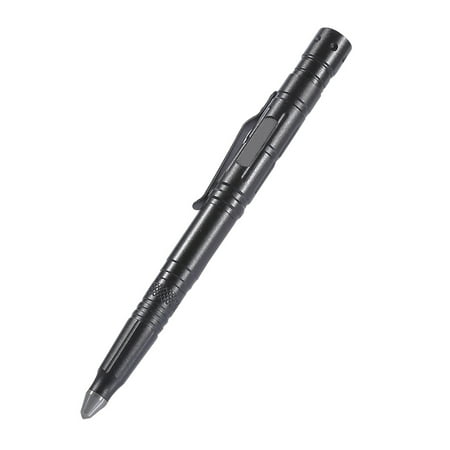 - B007.2 Tactical Pen Self Defense for Survival Military Police Grade LED Flashlight Tungsten Steel Glass Breaker + Ballpoint Pen + Multi Tool + 2 Ink Cartridges + 3 Batteries Gift Boxed Black