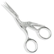TOOLUSA KUTZ 4.5" (11.4 cm) Nostalgic Stork Scissors in Silver-tone | Super Sharp Blades | Protective Vinyl Pouch Included