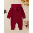 thumbnail image 4 of Musuos Infant Baby Fall Romper 0-24M Solid Colors Long Sleeve Zipper Hoodie Jumpsuit with Pocket Newborn Clothes for Boys Girls, 4 of 9