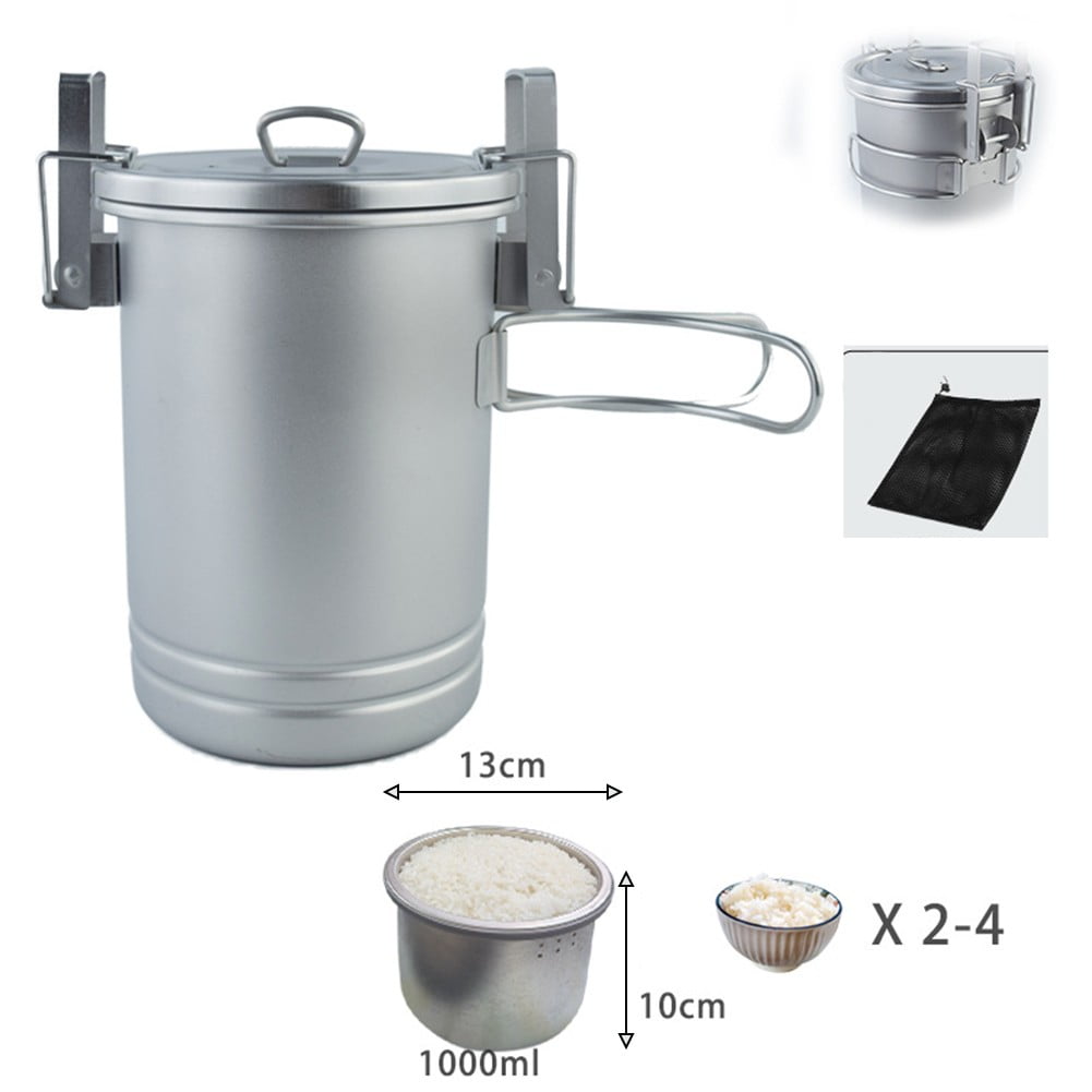 Serves 3 Camping Rice Cooker Cooking Pot With Handle Portable