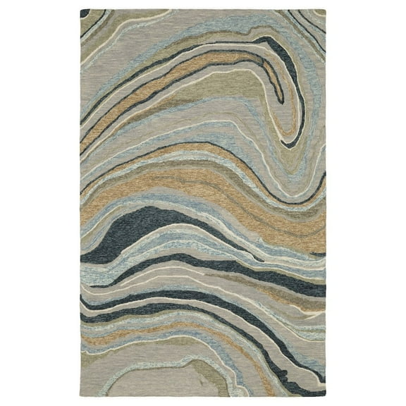 Oriental Weavers Kipton Hand-made Wool Area Rug - KIP07 - 2'6" x 8' - in Grey/ Blue - Modern Style, Hand-Made Wool Rugs, Entryway, Hallway Runner Rug