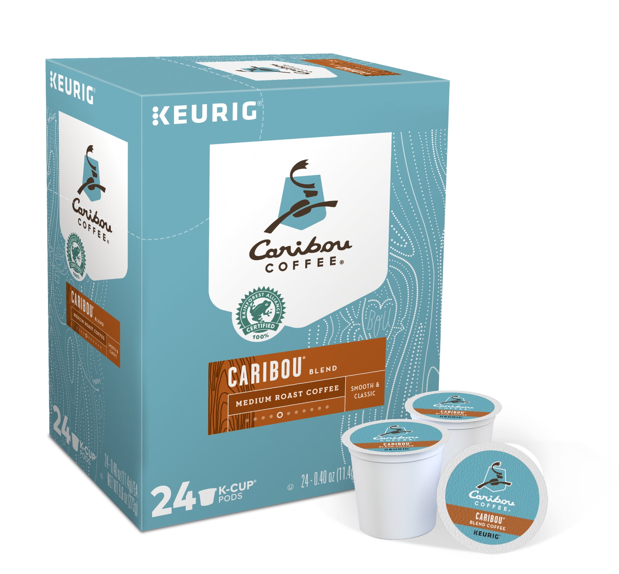 Caribou Coffee Caribou Blend KCup Pods, Medium Roast, 24 Count for