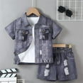 thumbnail image 2 of Jamsmile Toddler Boys Outfit Sets Shirts With Distressed Tshirts + Shorts Casual Play Summer 2 Piece Boys Loose Outdoor Clothes, 2 of 6