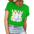 thumbnail image 2 of QUNYINEY Crew Neck Tee Shirts Womens Easter Short Sleeve Casual Pullover Tops Loose Spring Tops for Women, 2 of 5