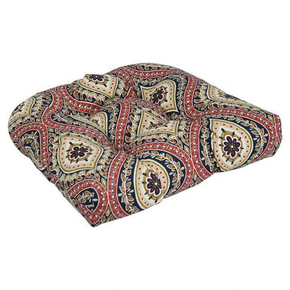 Blazing Needles 19-inch U-Shaped Spun Polyester Outdoor Tufted Dining Chair Cushion  93184-1CH-OD-224