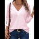 thumbnail image 2 of Blusas Elegantes e Informales para Mujer, con Cuello en V, Larga, Botones, Encaje Calado y Bordado. Rosa L, 2 of 8
