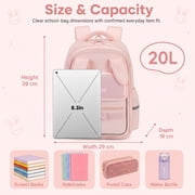 Girls School Backpack Lightweight Water-Repellent Bookbag with 3D Bunny Ears,School Bag with Reflective Stripes