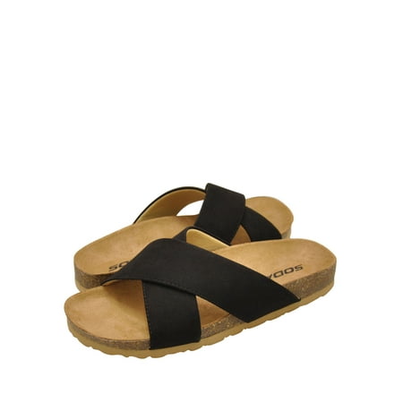 Suede Criss Cross - Soda MIDGE-S Women's Faux Suede Criss Cross Slip On Sandals