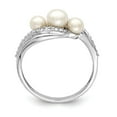 thumbnail image 2 of White Sterling Silver Ring Band Pearl Diamond Round Freshwater, 2 of 3