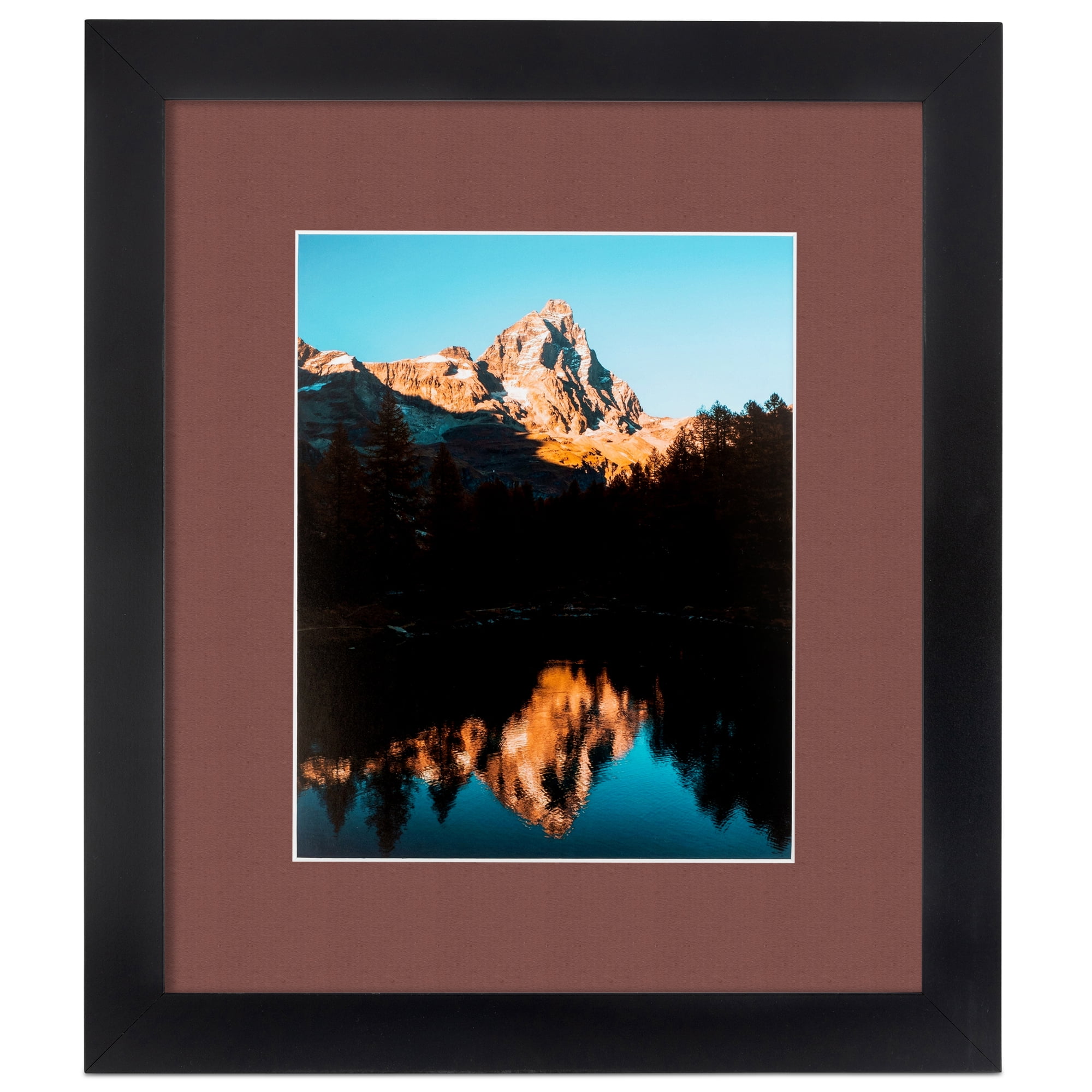 ArtToFrames 16x22" Matted Picture Frame with 12x18" Single Mat Photo Opening Framed in 1.25" Satin Black and 2" Brique Mat (FWM-3926-16x22)