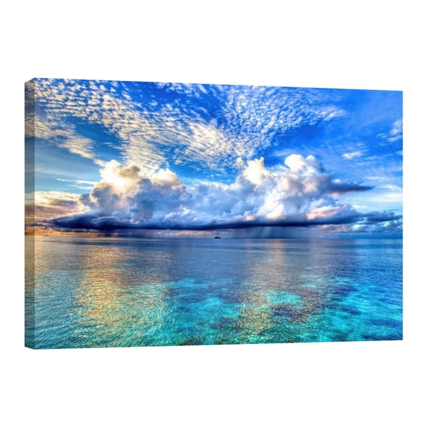 Cuadro Decorativo Mar Agua Bajo El Cielo Canvas Revolution Cuadro 90 x 60 cm