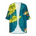 thumbnail image 5 of Xixinqiwan Women Chiffon Floral Printed Cardigan Half Sleeve Open Front Kimono Robe Tops Summer Beach Bikini Cover up Blouse, 5 of 5